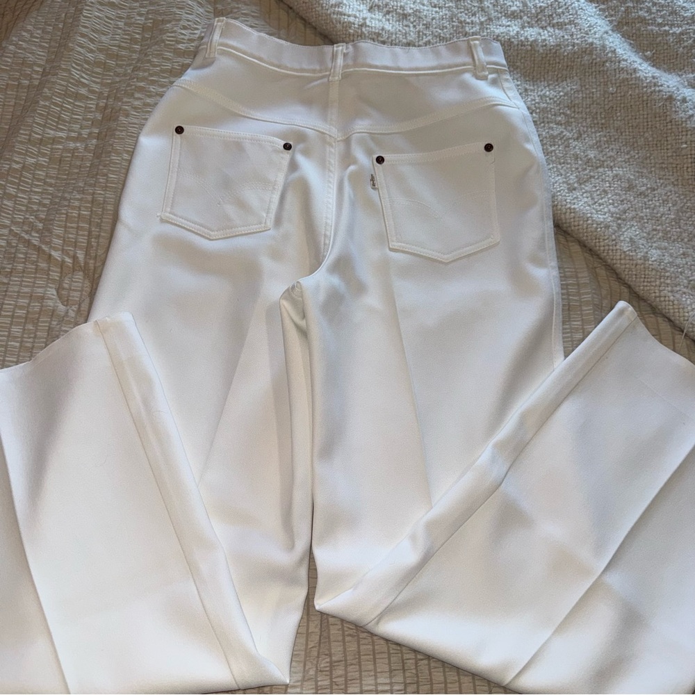 Levis Vintage White Polyester Slacks 28 - Picture 5 of 9